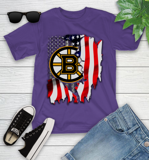 Boston Bruins NHL Hockey American Flag Youth T-Shirt 3
