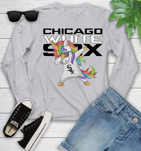 Chicago White Sox MLB Baseball Funny Unicorn Dabbing Sports Youth Long Sleeve 5