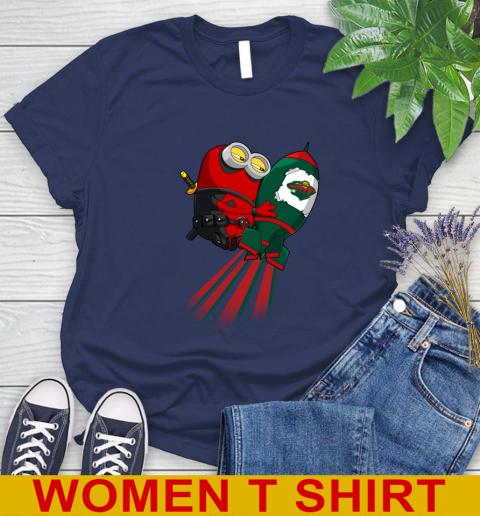 NHL Hockey Minnesota Wild Deadpool Minion Marvel Shirt Women's T-Shirt 12