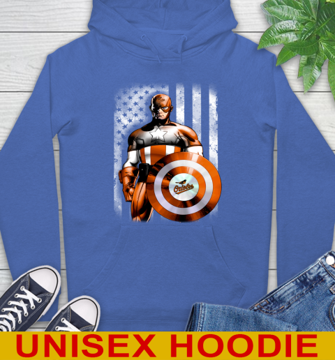 Baltimore Orioles MLB Baseball Captain America Marvel Avengers American Flag Shirt Hoodie 9