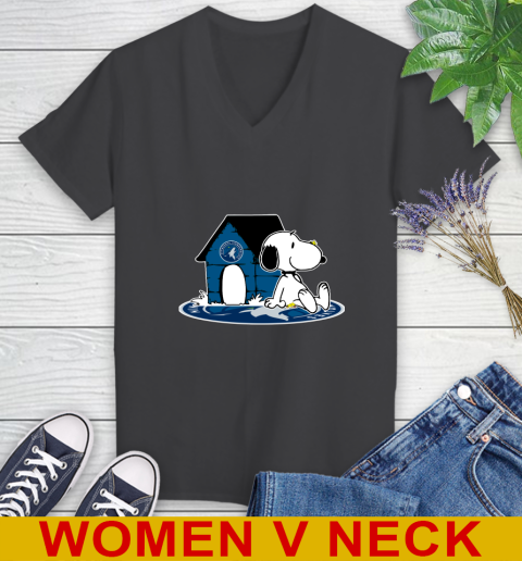 NBA Basketball Minnesota Timberwolves Snoopy The Peanuts Movie Shirt Women's V-Neck T-Shirt 9