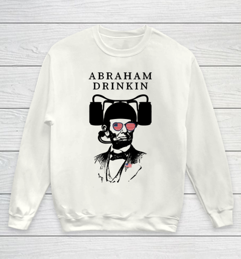 Beer Lover Funny Shirt Abraham Drinkin Wearing Sunglasses. Funny 4th Of July Youth Sweatshirt