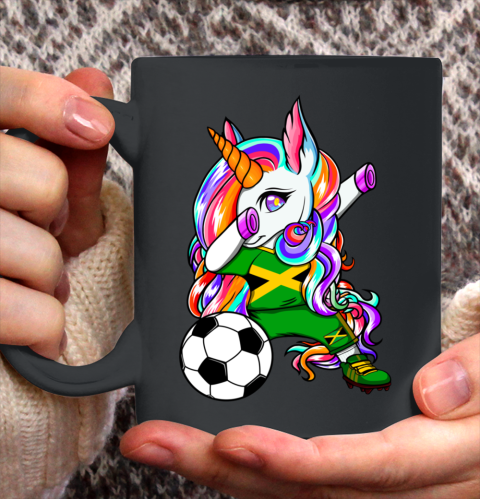 Dabbing Unicorn Jamaica Soccer Fans Jersey Jamaican Football Ceramic Mug 11oz