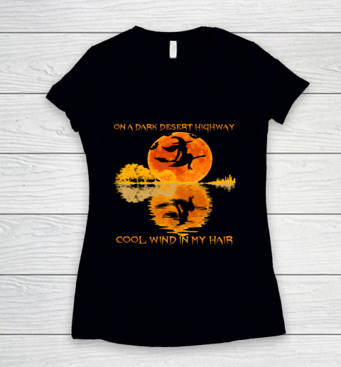 On A Dark Desert Highway T Shirt Witch Halloween Women's V-Neck T-Shirt