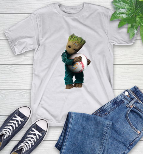 MLB Groot Guardians Of The Galaxy Baseball Sports Miami Marlins T-Shirt 12