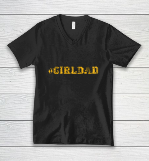 Girl Dad Proud Father of Girls Girl Dad Cool Fun Distressed V-Neck T-Shirt