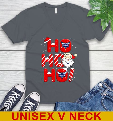 Charlotte Hornets NBA Basketball Ho Ho Ho Santa Claus Merry Christmas Shirt V-Neck T-Shirt 4