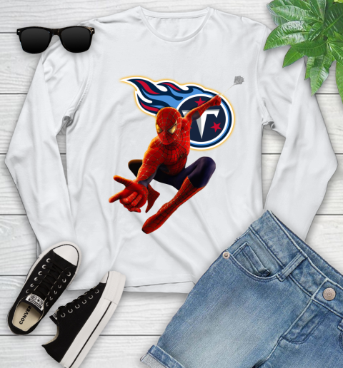 NFL Spider Man Avengers Endgame Football Tennessee Titans Youth Long Sleeve