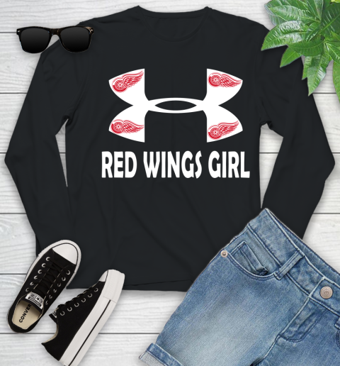 NHL Detroit Red Wings Girl Under Armour Hockey Sports Youth Long Sleeve