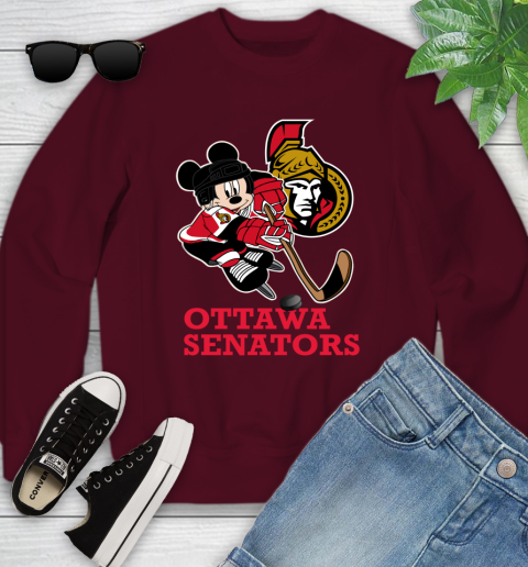 NHL Ottawa Senators Mickey Mouse Disney Hockey T Shirt Youth Sweatshirt 5