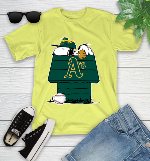 MLB Oakland Athletics Snoopy Woodstock The Peanuts Movie Baseball T Shirt Youth T-Shirt 8