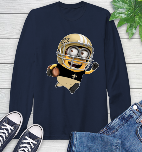 NFL New Orleans Saints Minions Disney Football Sports Long Sleeve T-Shirt 4