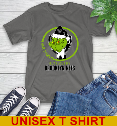 Brooklyn Nets NBA Christmas Grinch I Hate People But I Love My Favorite Basketball Team T-Shirt 8