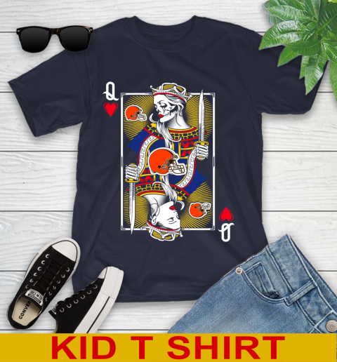 NFL Football Cleveland Browns The Queen Of Hearts Card Shirt Youth T-Shirt 3 NFL Football Cleveland Browns The Queen Of Hearts Card Shirt Youth T-Shirt - Image 3