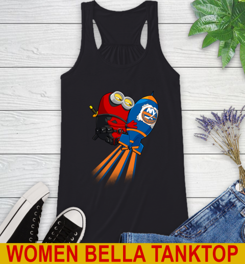 NHL Hockey New York Islanders Deadpool Minion Marvel Shirt Racerback Tank