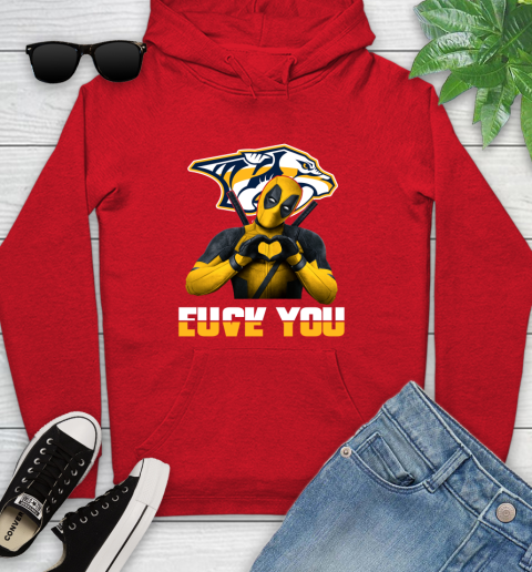 NHL Nashville Predators Deadpool Love You Fuck You Hockey Sports Youth Hoodie 12