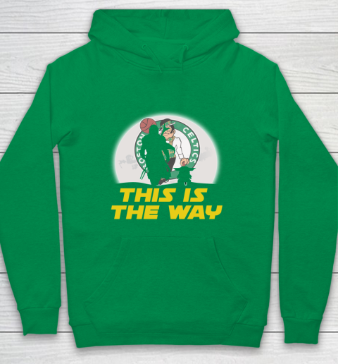 Boston Celtics NBA Basketball Star Wars Yoda And Mandalorian This Is The Way Youth Hoodie 4