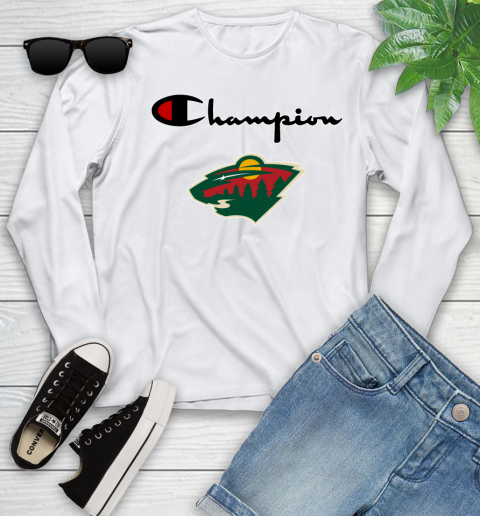NHL Hockey Minnesota Wild Champion Shirt Youth Long Sleeve