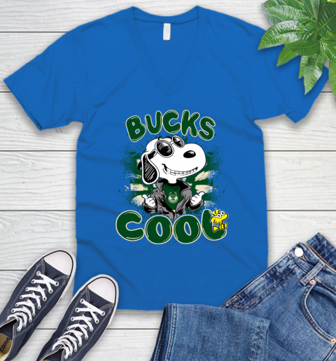 NBA Basketball Milwaukee Bucks Cool Snoopy Shirt V-Neck T-Shirt 6 NBA Basketball Milwaukee Bucks Cool Snoopy Shirt V-Neck T-Shirt - Image 6