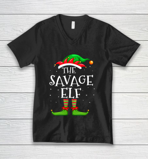 Savage Elf Family Matching Christmas Group Gift Pajama V-Neck T-Shirt