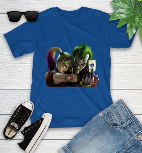 Houston Astros MLB Baseball Joker Harley Quinn Suicide Squad Youth T Shirt Tee For Sports