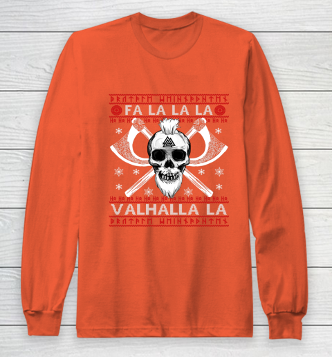 Ugly Christmas Sweater Fa La La Valhalla Viking Long Sleeve T-Shirt 3