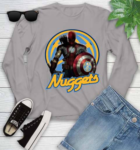 Denver Nuggets NBA Basketball Captain America Thor Spider Man Hawkeye Avengers Youth Long Sleeve 5