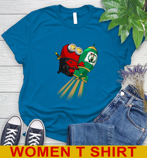 NBA Basketball Boston Celtics Deadpool Minion Marvel Shirt Women's T-Shirt 8