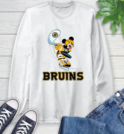 NHL Hockey Boston Bruins Cheerful Mickey Mouse Shirt Long Sleeve T-Shirt 2