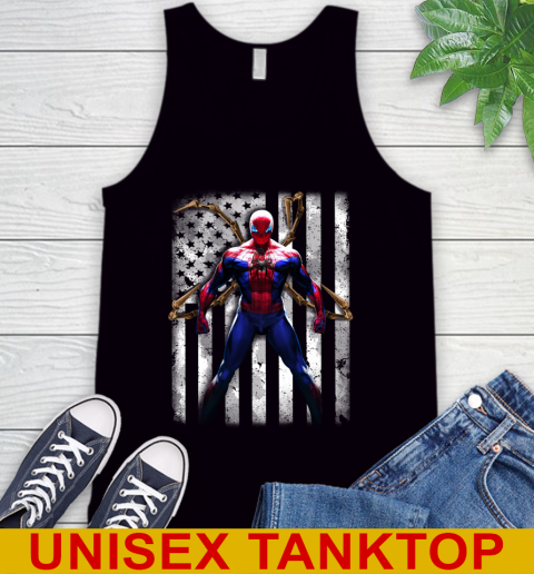 MLB Baseball Boston Red Sox Spider Man Avengers Marvel American Flag Shirt Tank Top