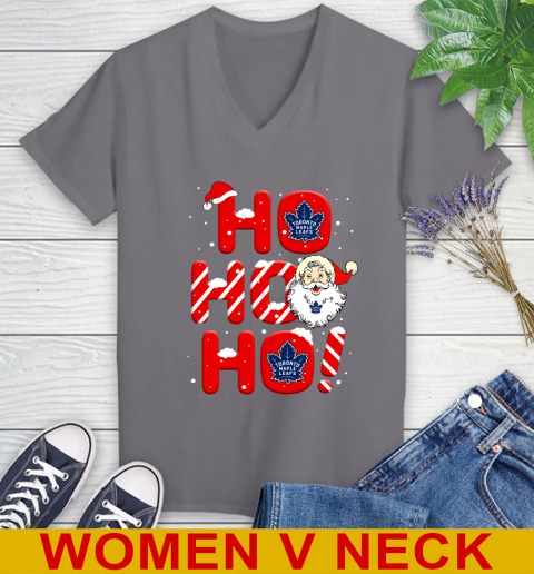 Toronto Maple Leafs NHL Hockey Ho Ho Ho Santa Claus Merry Christmas Shirt Women's V-Neck T-Shirt 11