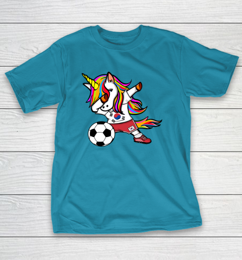 Dabbing Unicorn South Korea Football Korean Flag Soccer T-Shirt 8