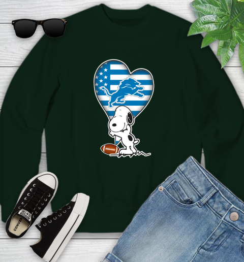 Detroit Lions NFL Football The Peanuts Movie Adorable Snoopy Youth Sweatshirt 10