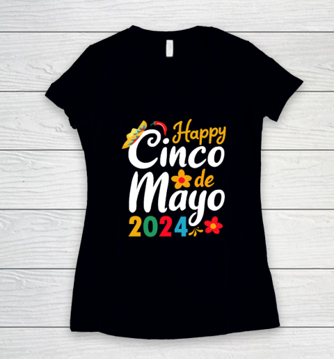 Happy Cinco de Mayo 2024 Mexico Women's V-Neck T-Shirt