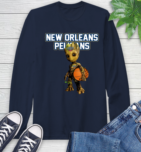 New Orleans Pelicans NBA Basketball Groot Marvel Guardians Of The Galaxy Long Sleeve T-Shirt 4
