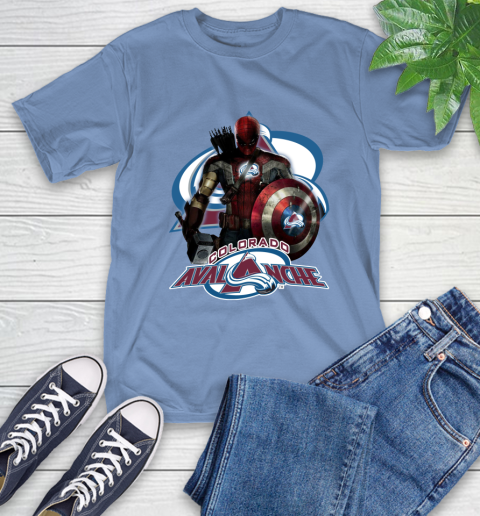 NHL Captain America Thor Spider Man Hawkeye Avengers Endgame Hockey Colorado Avalanche T-Shirt 11