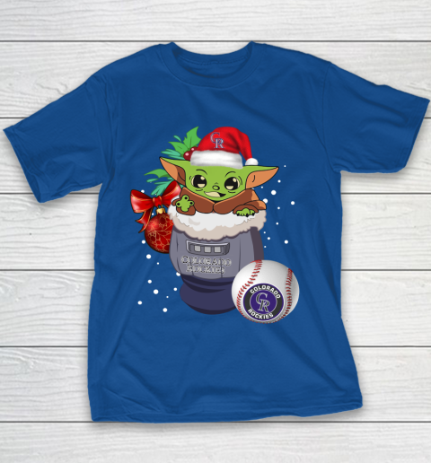 Colorado Rockies Christmas Baby Yoda Star Wars Funny Happy MLB Youth T-Shirt 8
