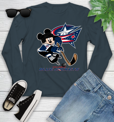 NHL Columbus Blue Jackets Mickey Mouse Disney Hockey T Shirt Youth Long Sleeve 8