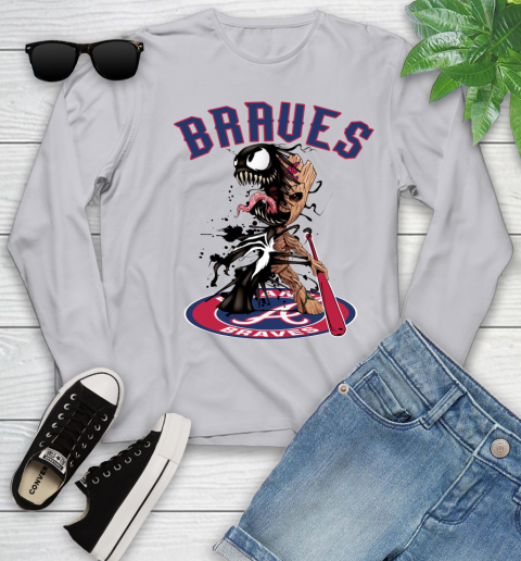 MLB Atlanta Braves Baseball Venom Groot Guardians Of The Galaxy Youth Long Sleeve 5