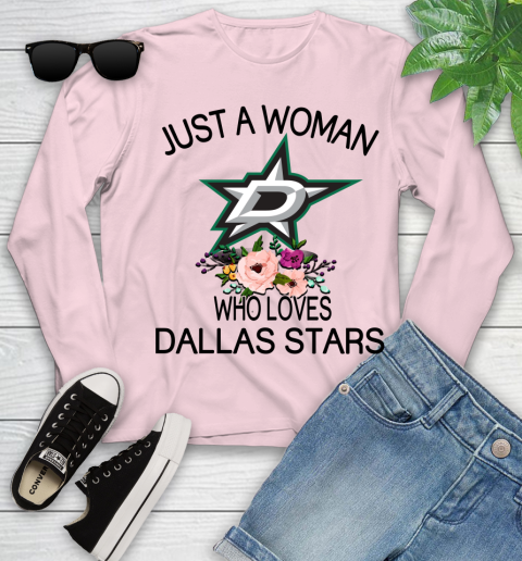 NHL Just A Woman Who Loves Dallas Stars Hockey Sports Youth Long Sleeve 7