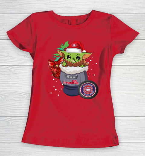 Montreal Canadiens Christmas Baby Yoda Star Wars Funny Happy NHL Women's T-Shirt 10