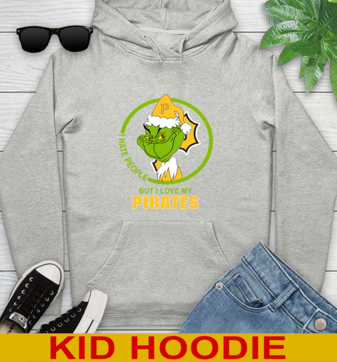 Pittsburgh Pirates MLB Christmas Grinch I Hate People But I Love My Favorite Baseball Team Youth Hoodie