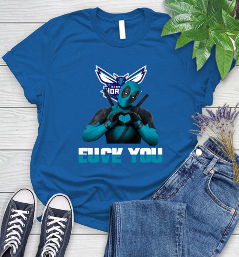 NBA Charlotte Hornets Deadpool Love You Fuck You Basketball Sports Women's T-Shirt 12