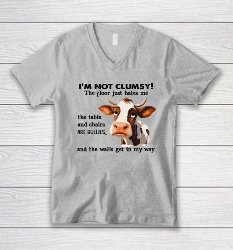 Cow I'm Not Clumsy The Floor Just Hates Me The Table V-Neck T-Shirt 2