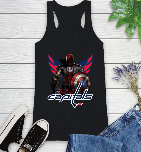 NHL Captain America Thor Spider Man Hawkeye Avengers Endgame Hockey Washington Capitals Racerback Tank 2
