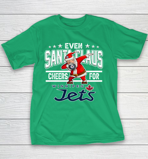 Winnipeg Jets Even Santa Claus Cheers For Christmas NHL Youth T-Shirt 3