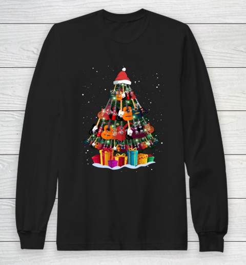 Guitar Christmas Tree Shirt Funny Xmas Gifts Guitar Players Long Sleeve T-Shirt