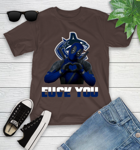 NHL Vancouver Canucks Deadpool Love You Fuck You Hockey Sports Youth T-Shirt 7