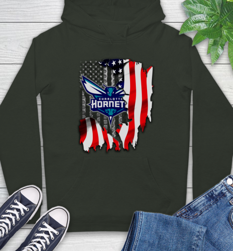 Charlotte Hornets NBA Basketball American Flag Hoodie 12