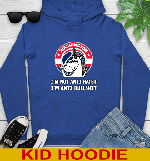 Washington Wizards NBA Basketball Unicorn I'm Not Anti Hater I'm Anti Bullshit Youth Hoodie 10